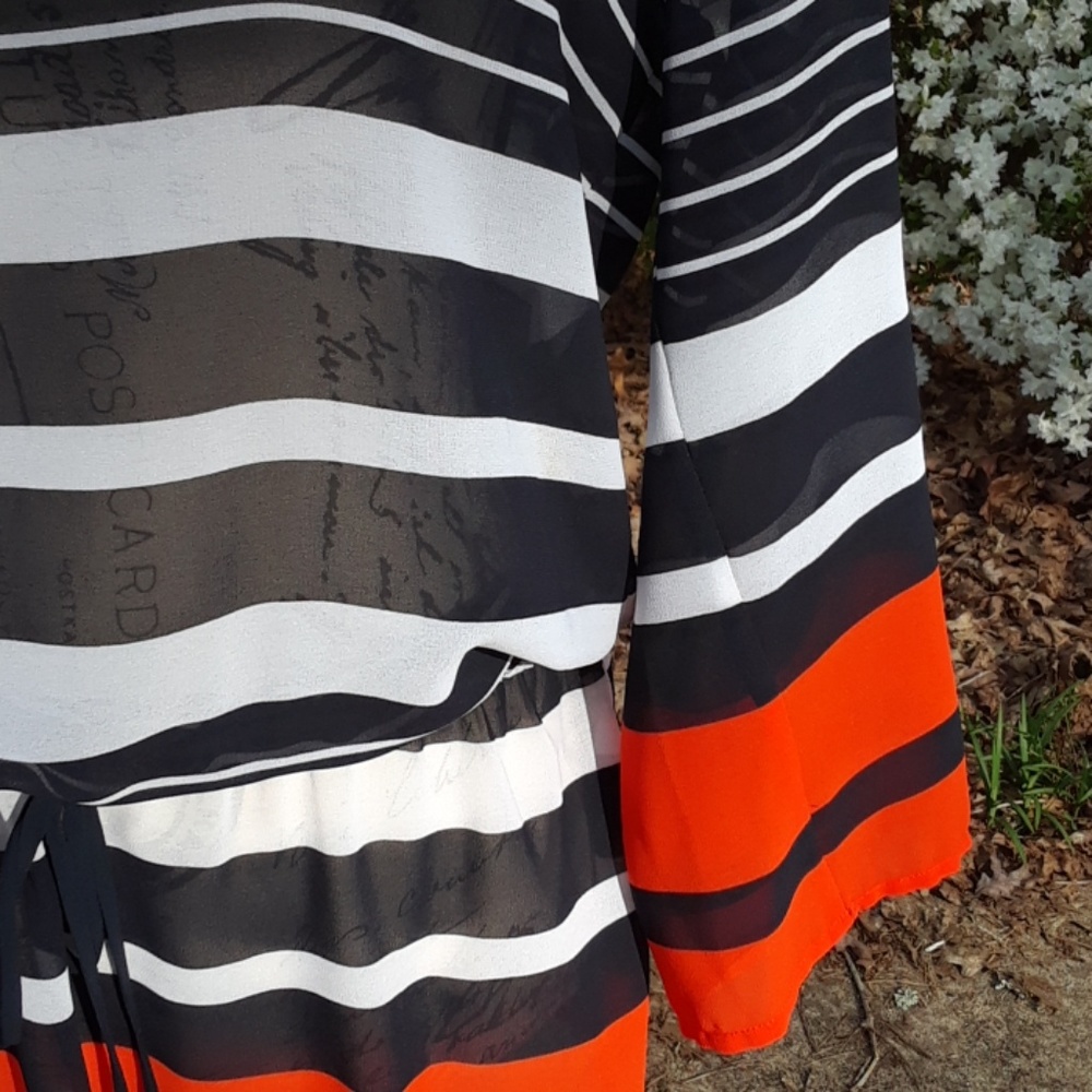 Michael Kors sheer, striped top - Picture 3 of 8